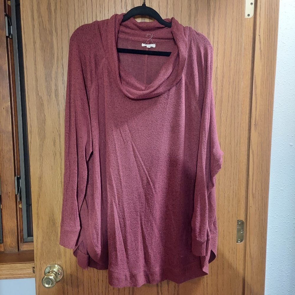 Maurices sweater 3x maroon cowl neck top plus women's